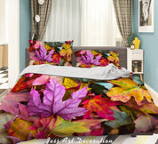 3D Color Autumn Maple Leaf Quilt Cover Set Bedding Set Duvet Cover Pillowcases 222- Jess Art Decoration