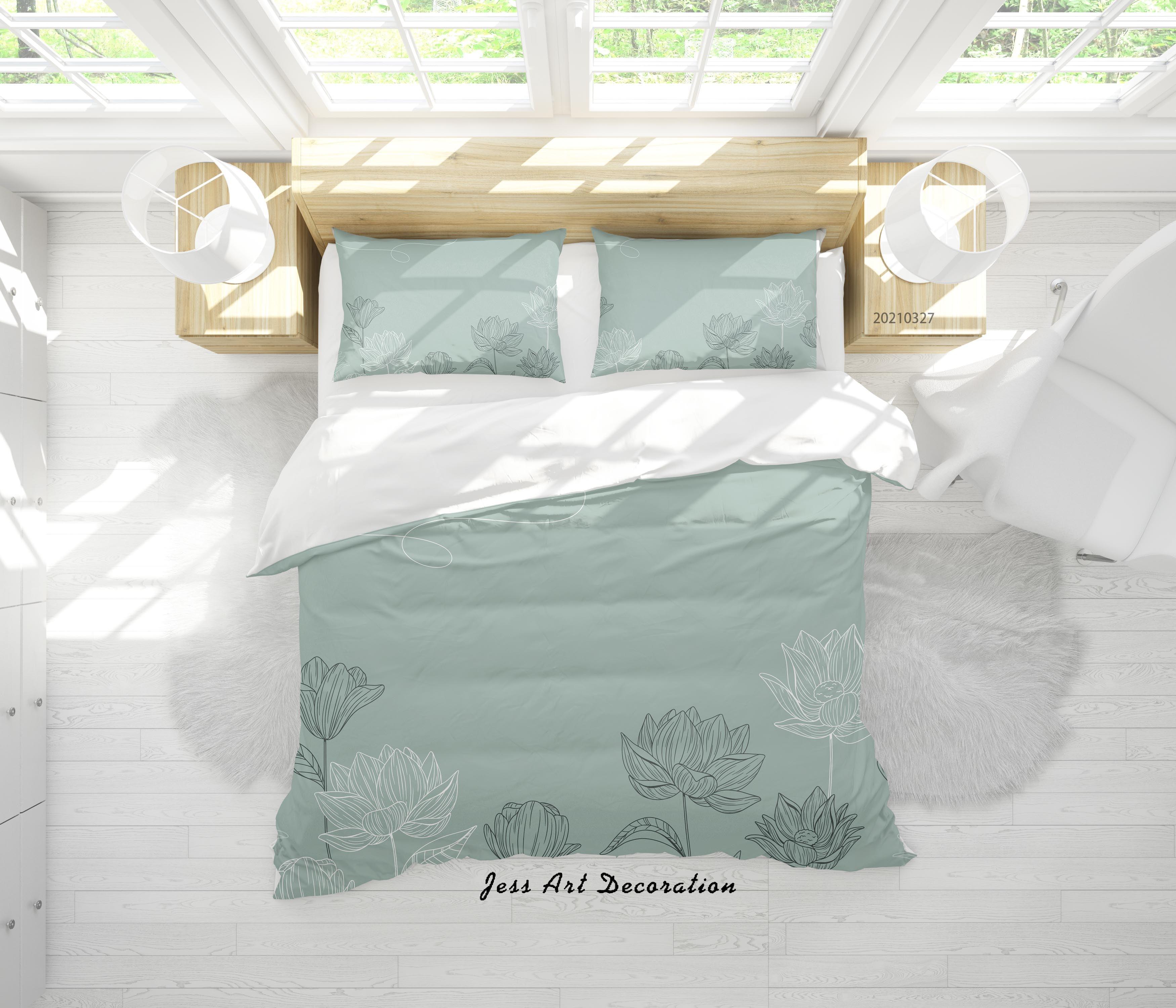 3D Watercolor Floral Pattern Quilt Cover Set Bedding Set Duvet Cover Pillowcases 49- Jess Art Decoration