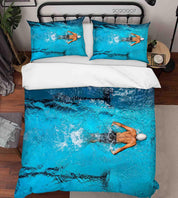 3D Pexels Blue Swimming Pool People Sports Quilt Cover Set Bedding Set Duvet Cover Pillowcases LXL- Jess Art Decoration