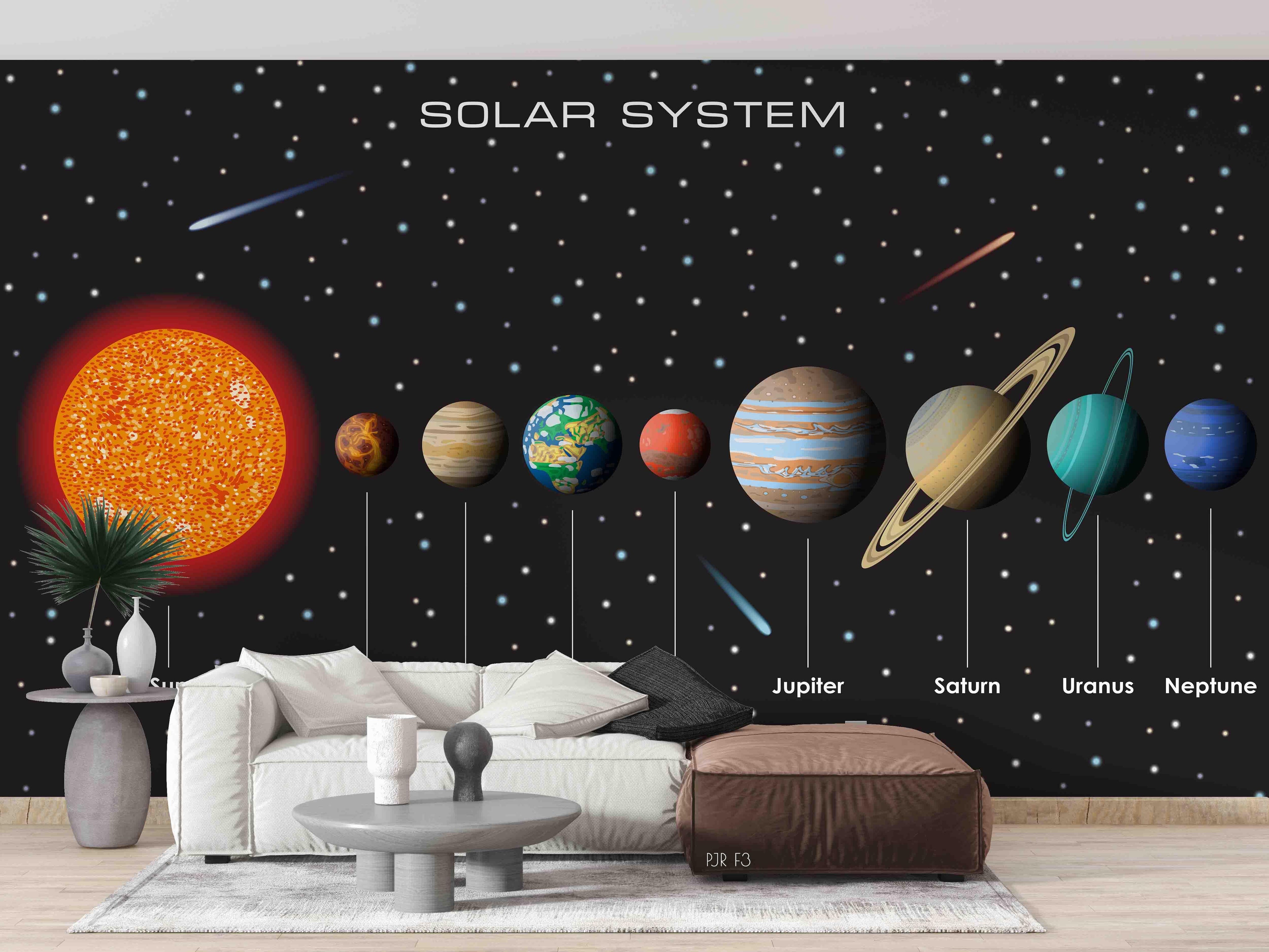 3D Solar System Planets educational solar system mural wall mural wallpaper for kids room - view 4