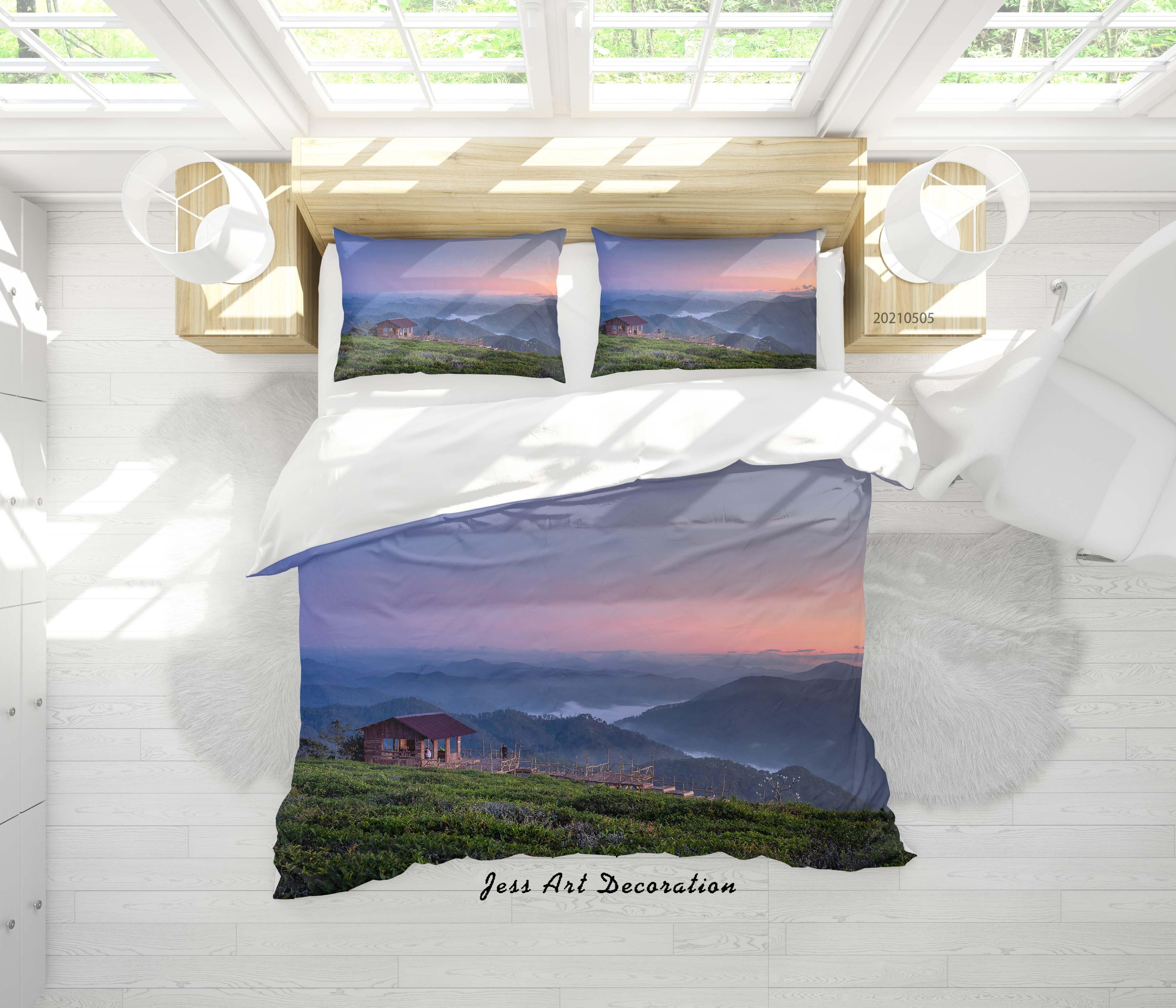 3D Sunset Sky Mountain Landscape Quilt Cover Set Bedding Set Duvet Cover Pillowcases 134- Jess Art Decoration