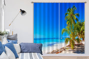 3D Tropical Beach Palm Tree Sailboat Sea Island Curtains and Drapes GD 3603- Jess Art Decoration