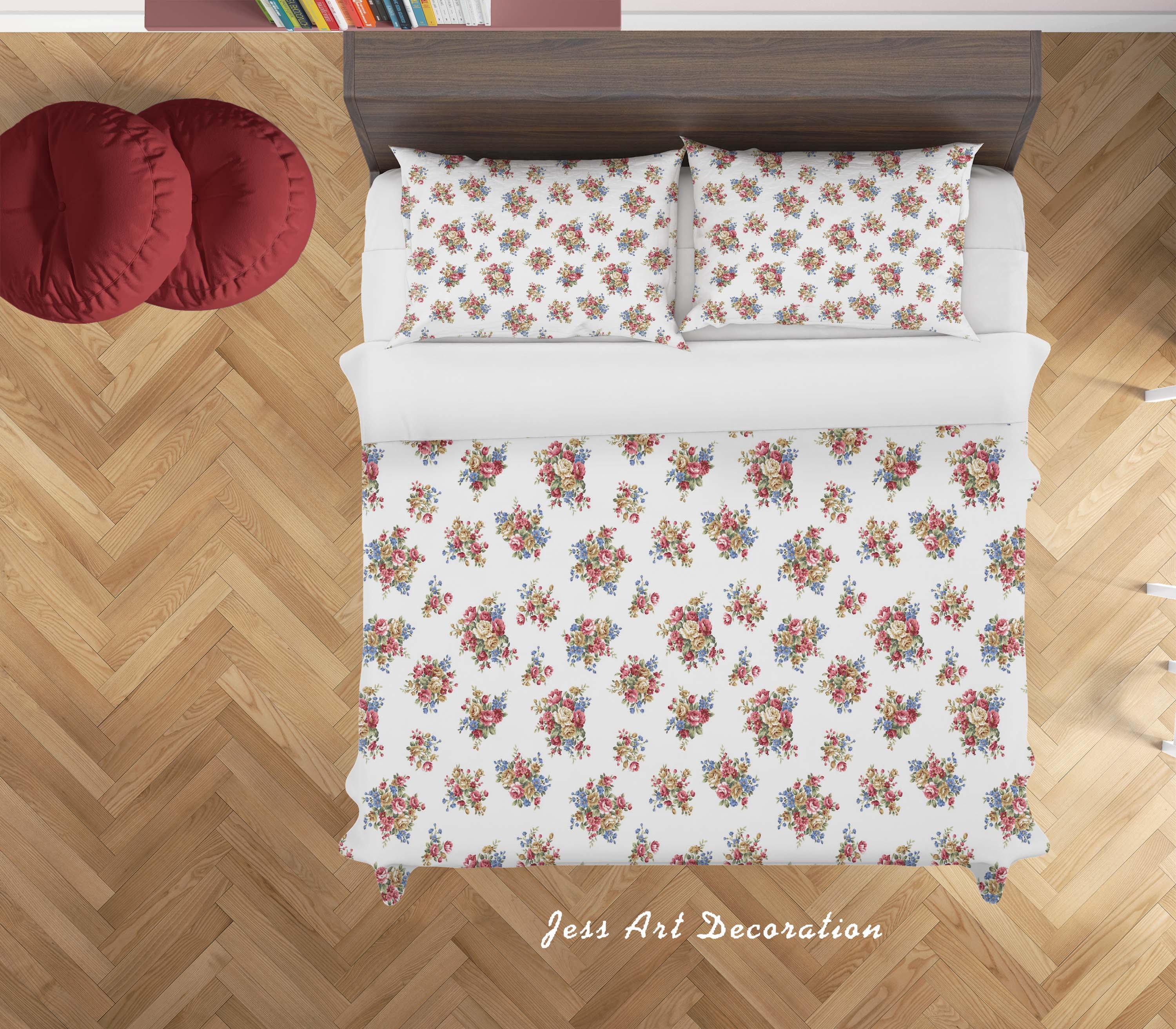 3D White Floral Quilt Cover Set Bedding Set Duvet Cover Pillowcases SF122- Jess Art Decoration