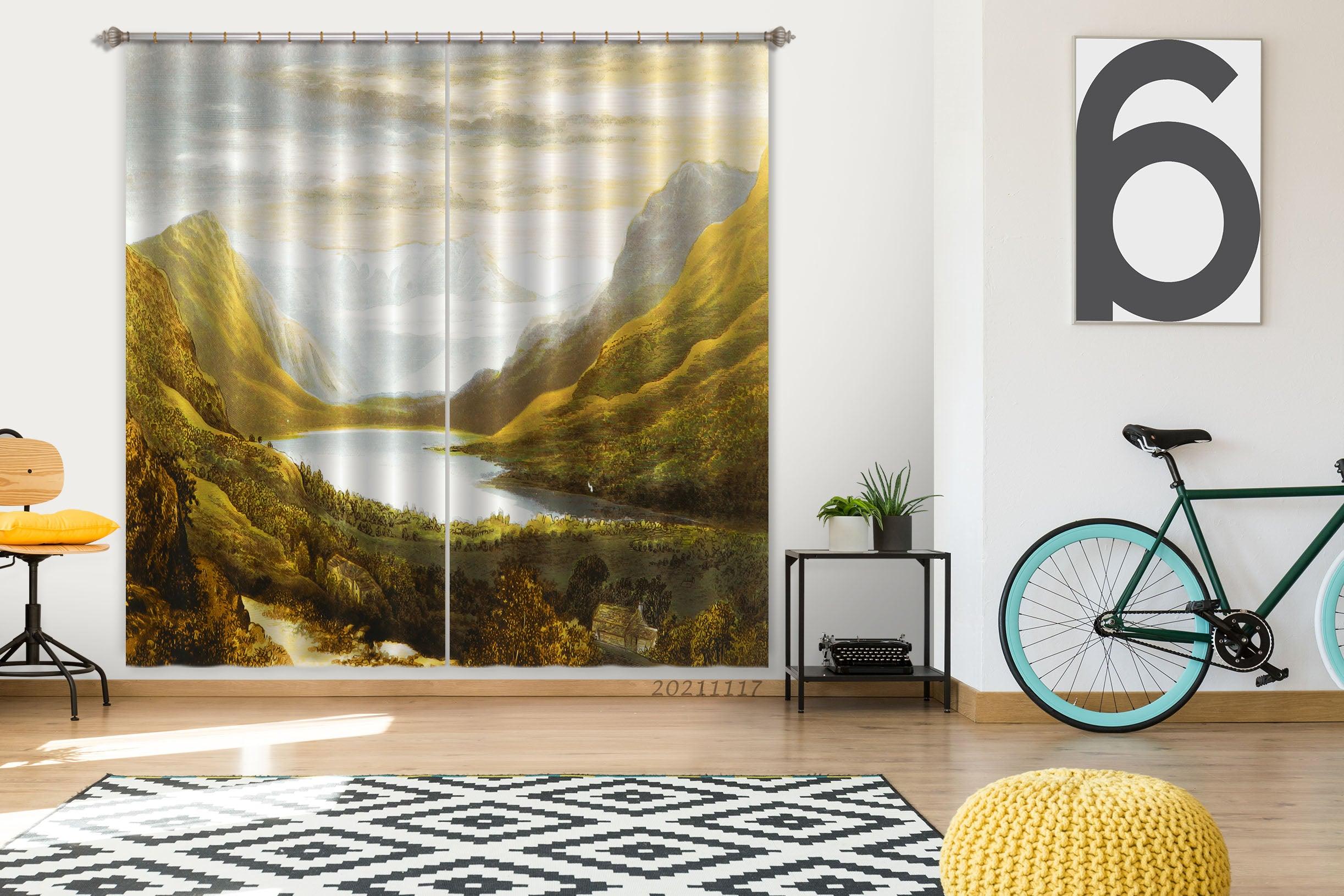 3D Nature Landscape Oil Painting Curtains and Drapes LQH 60- Jess Art Decoration