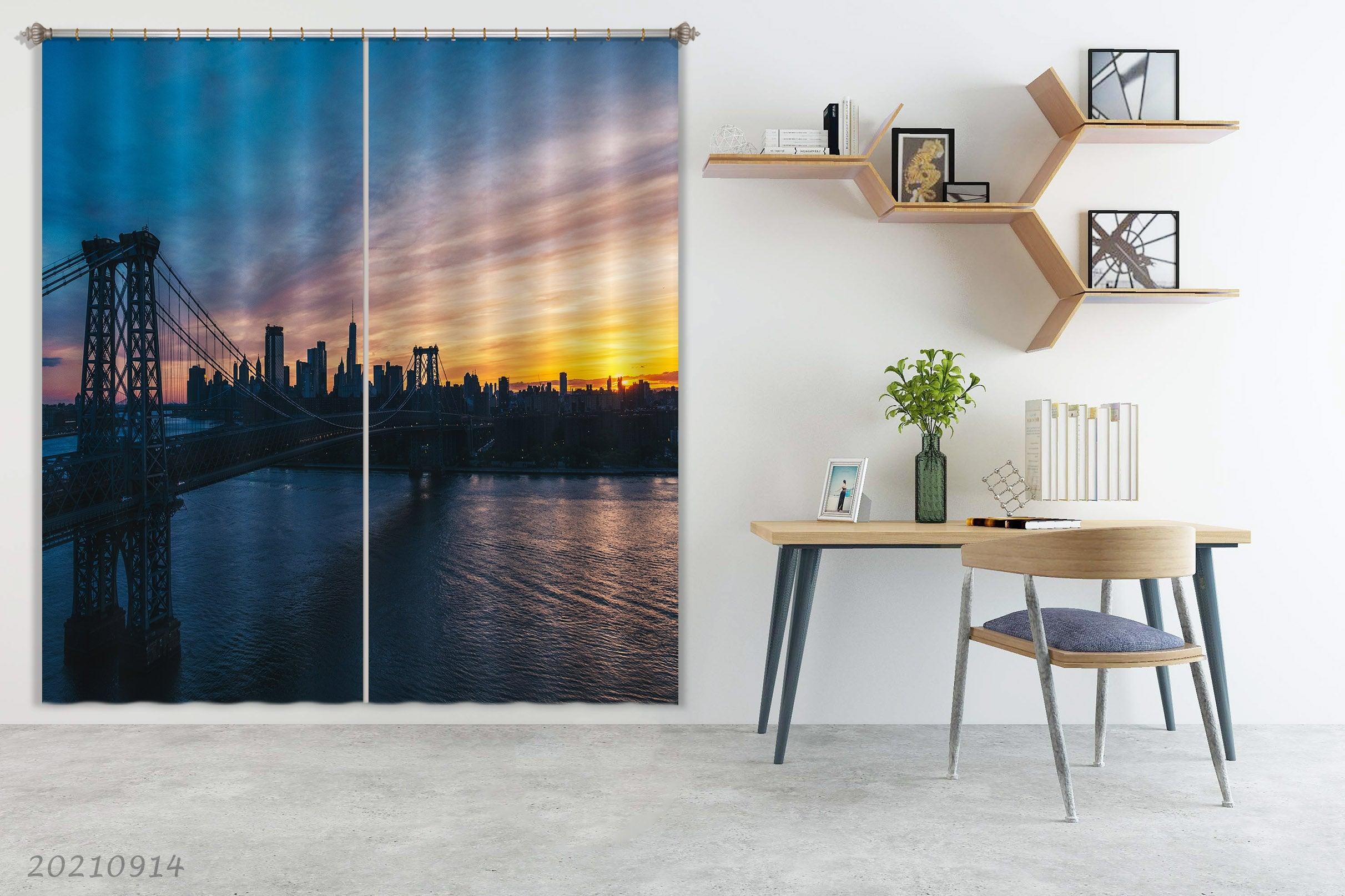 3D Sunset Sky City Architecture Curtains and Drapes LQH 325- Jess Art Decoration