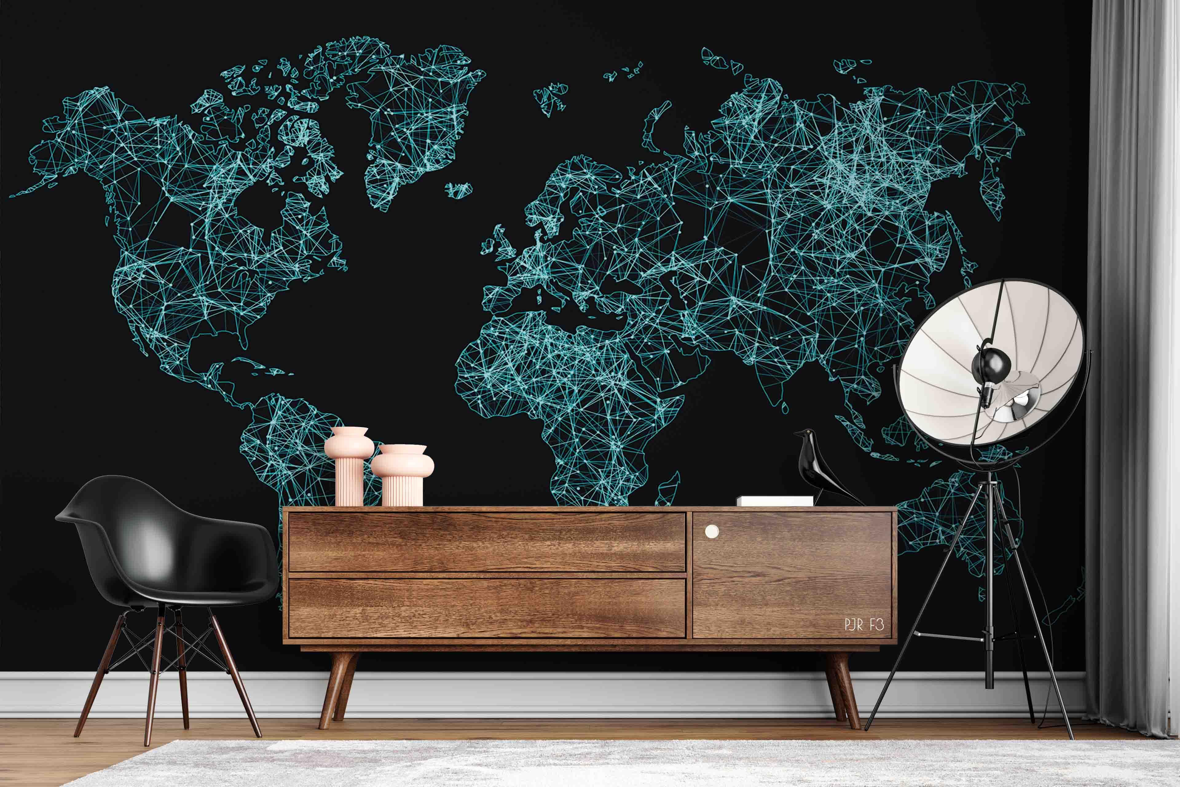 3D Abstract Blue World Map Wall Mural Wallpaper LXL 443- Jess Art Decoration