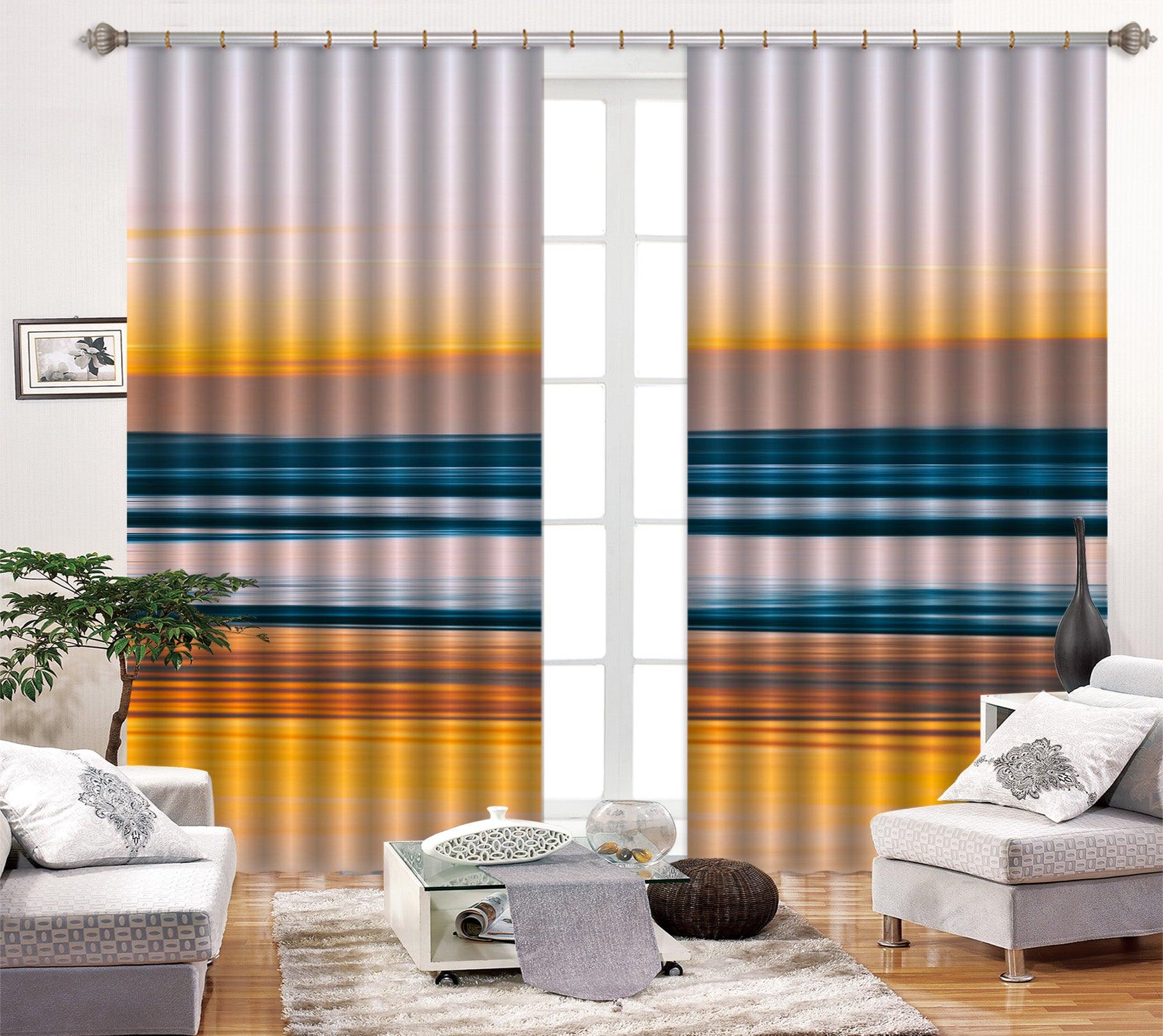 3D Abstract Blue Gold Pattern Curtains and Drapes LLL 99- Jess Art Decoration