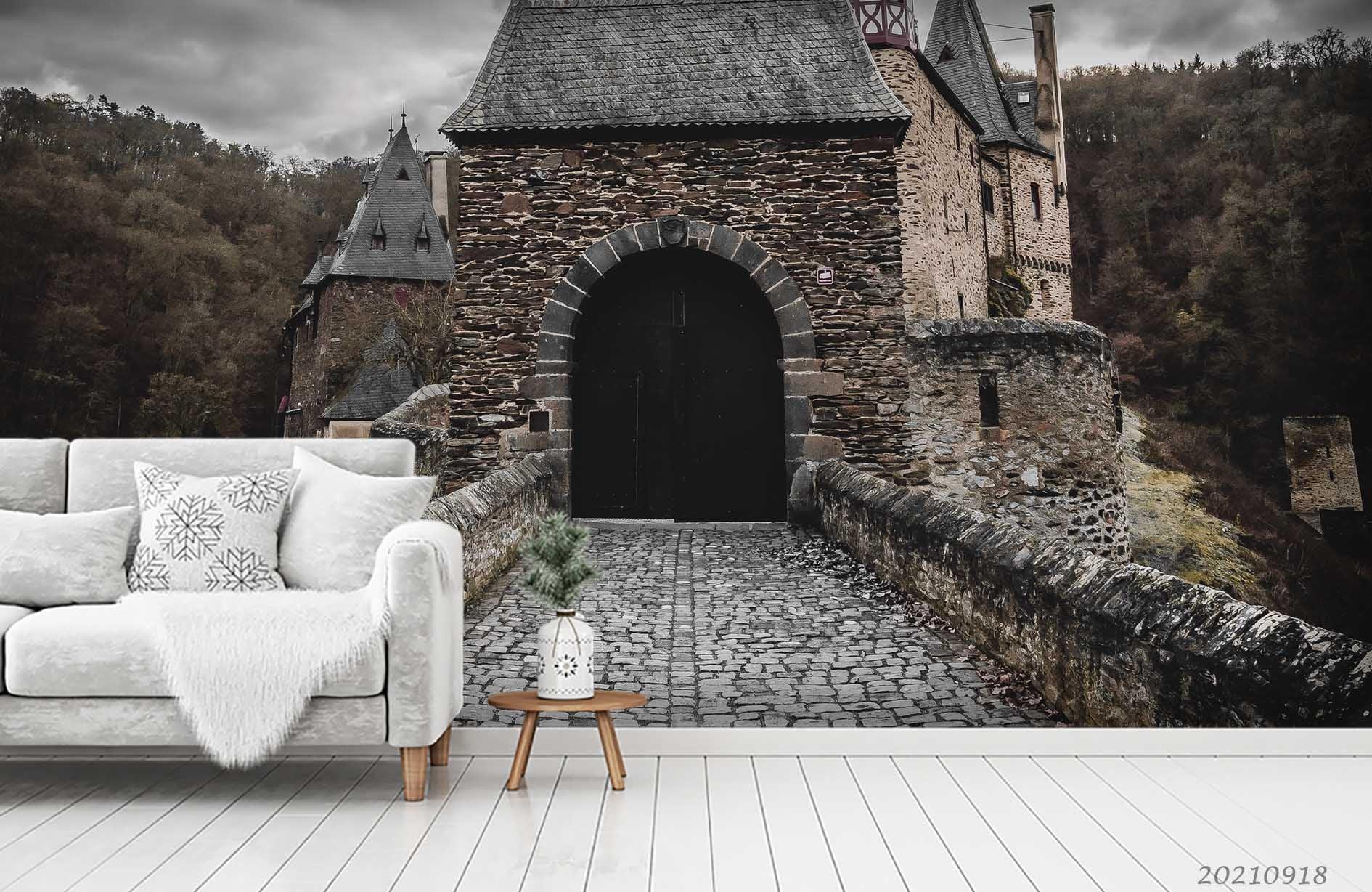 3D Forest Castle Landscape Wall Mural Wallpaper LQH 477- Jess Art Decoration