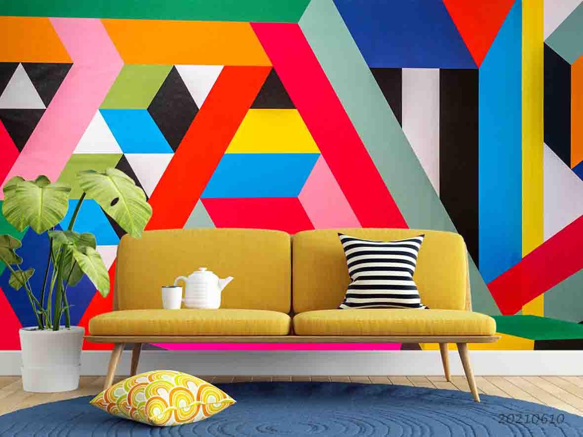 3D  Abstract Art Geometry Bright Color Wall Mural Wallpaper SWW1759- Jess Art Decoration