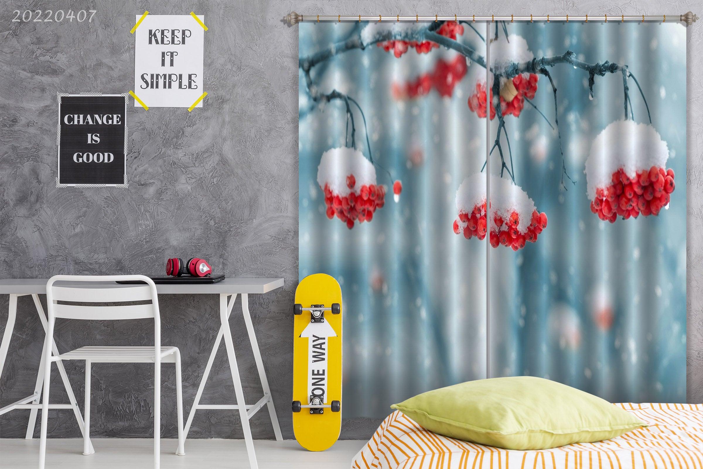 3D Landscape Nature Snow Plant Fruit Curtains and Drapes GD 3536- Jess Art Decoration