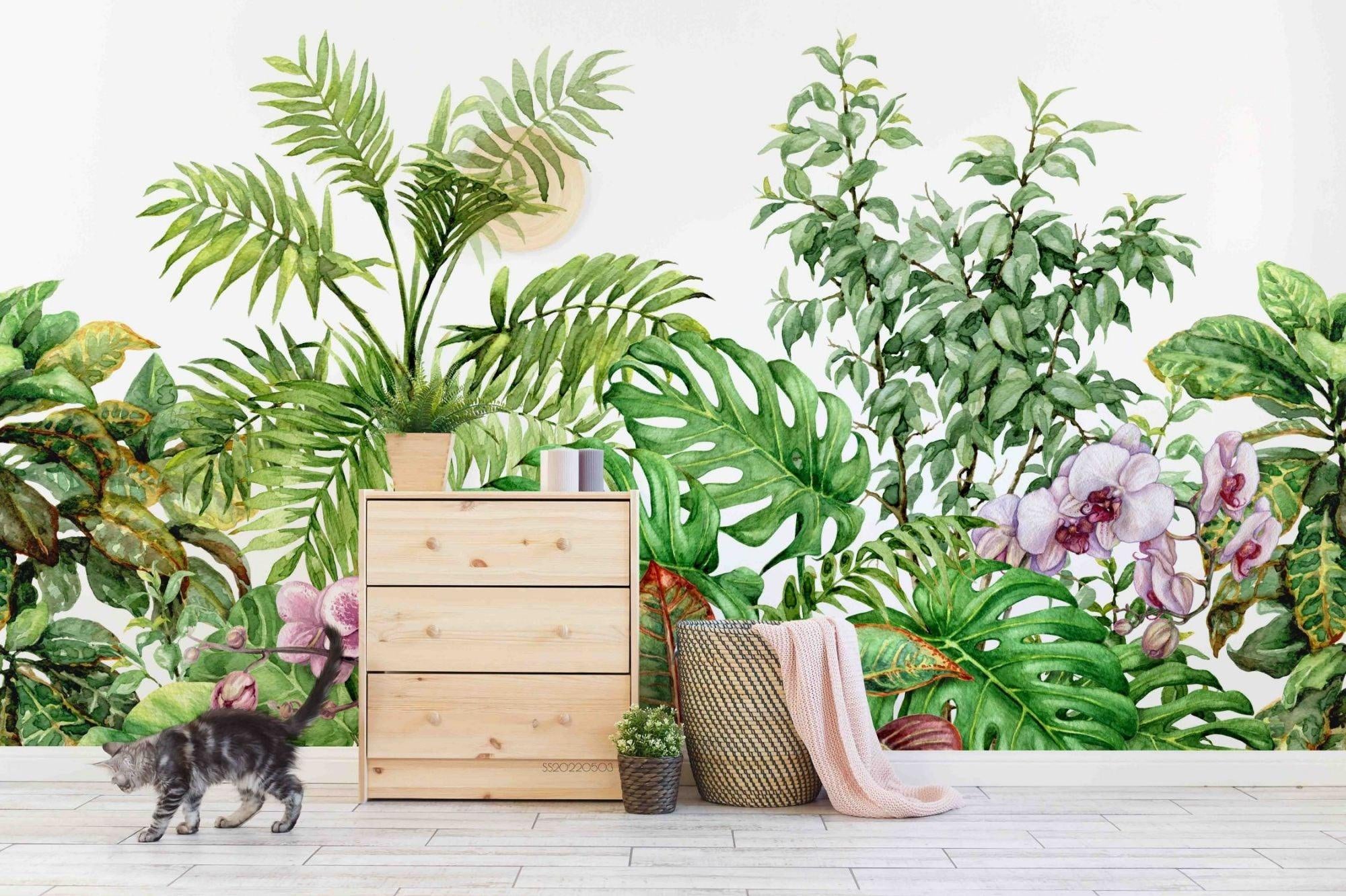 3D Tropic Plant Leaves Wall Mural Wallpaper SWW 192- Jess Art Decoration