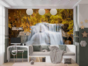 3D Waterfall Plant Maple Leaf Golden Landscape Wall Mural Wallpaper LLL 1792- Jess Art Decoration