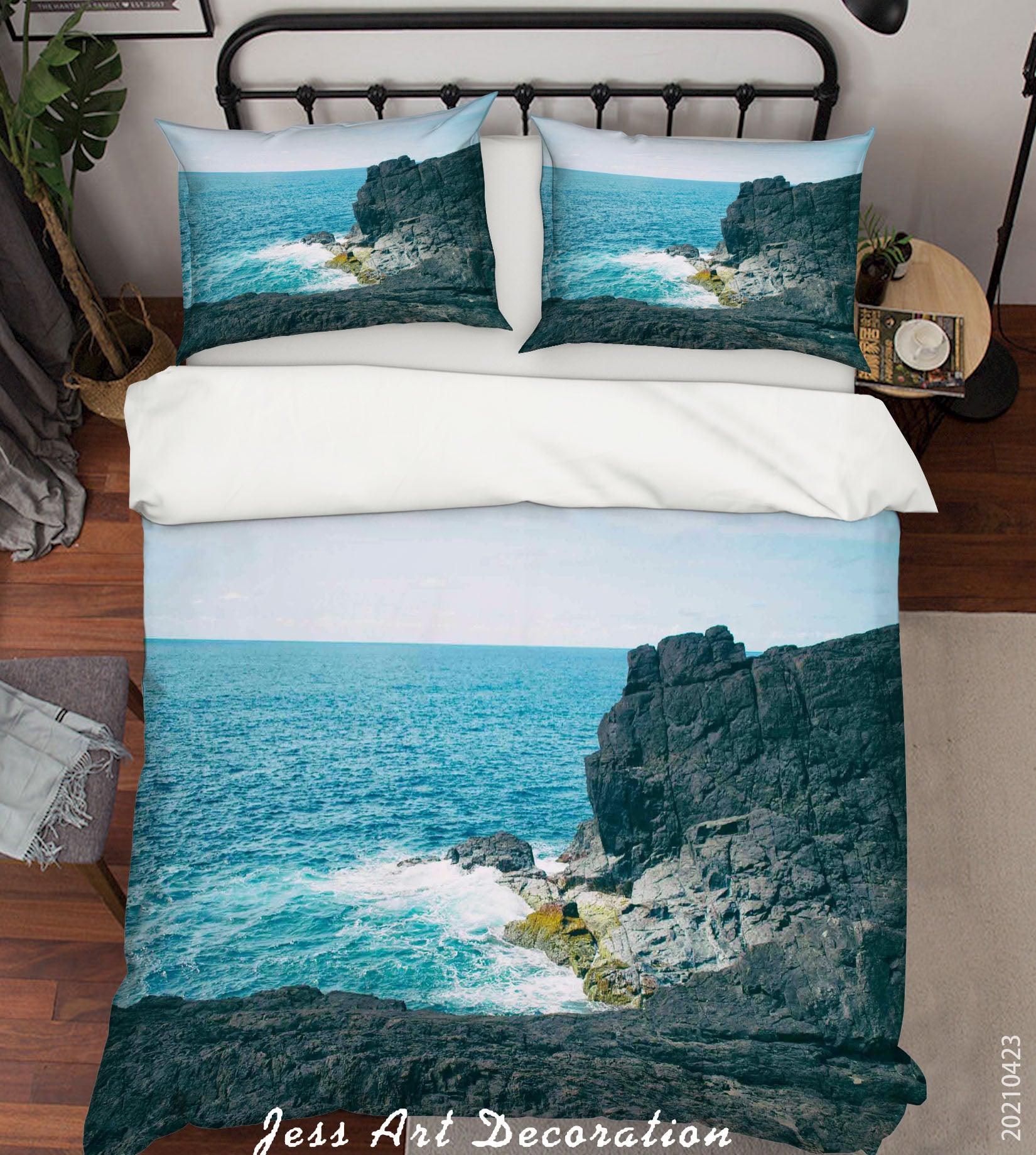 3D Sea Rock Mountain Landscape Quilt Cover Set Bedding Set Duvet Cover Pillowcases 46- Jess Art Decoration