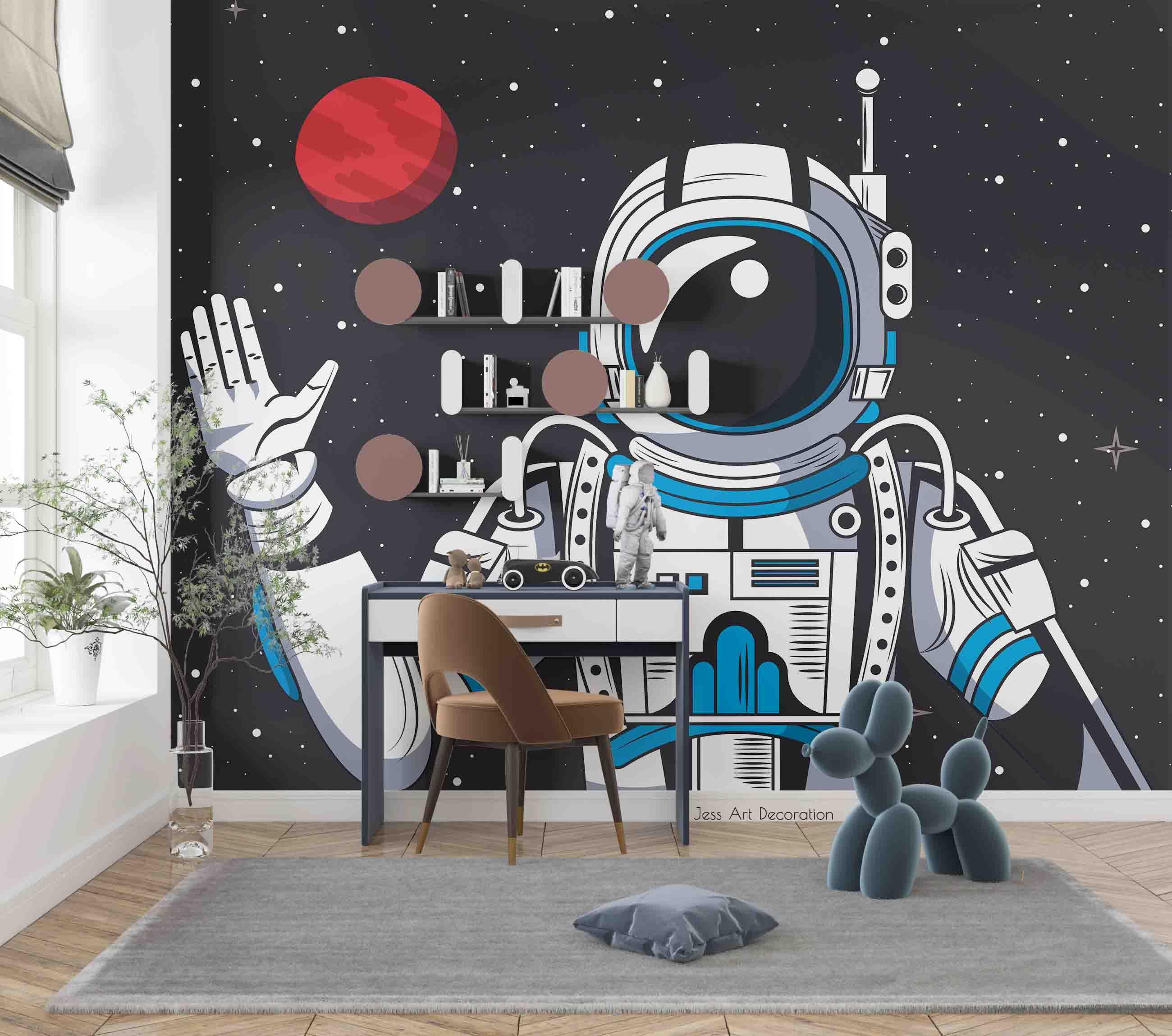 3D Cartoon Astronaut Space cartoon astronaut space mural wall mural wallpaper for kids room - view 3