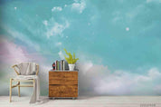 3D Watercolor Green Sky Cloud Wall Mural Wallpaper LQH 71- Jess Art Decoration