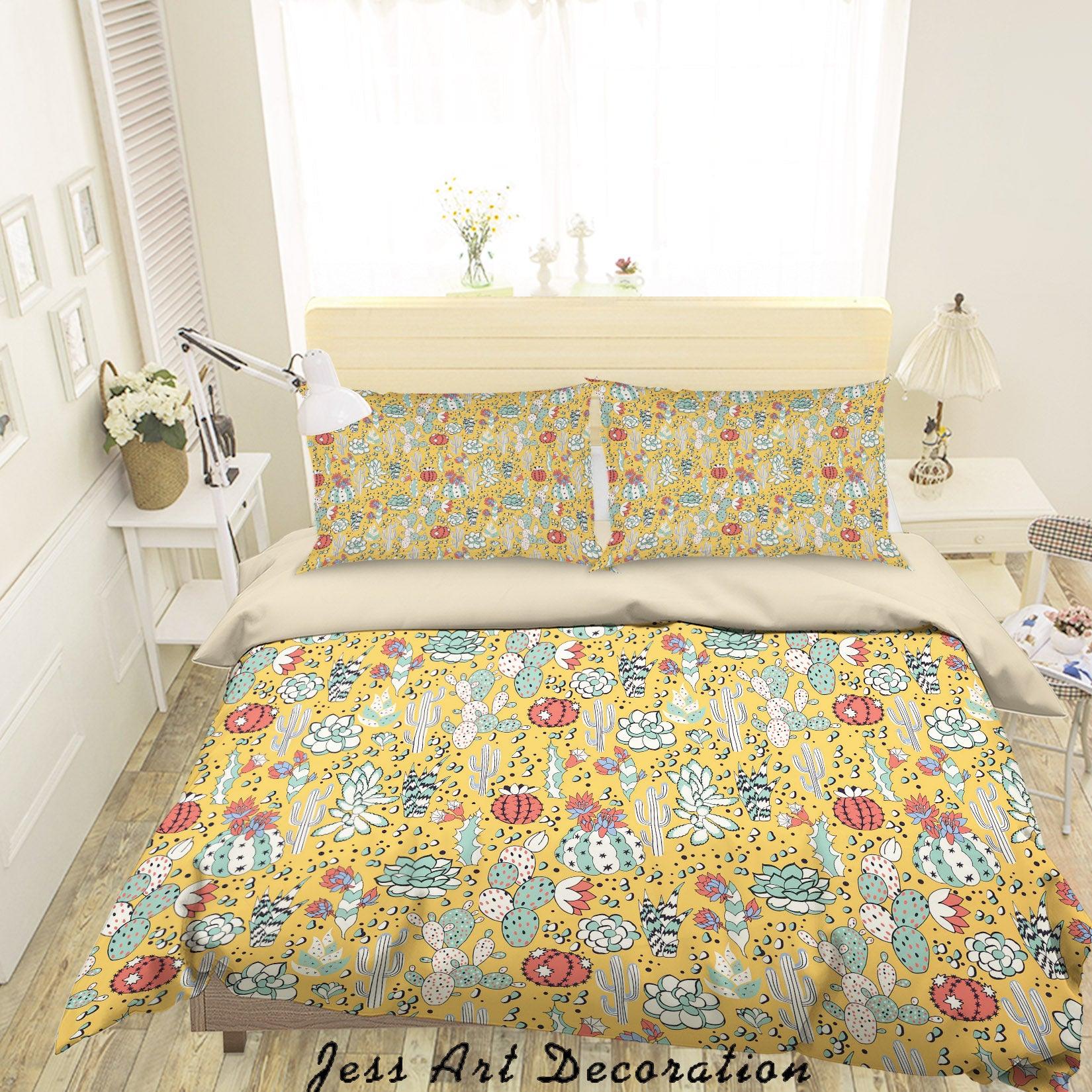 3D Yellow Succulents Cactus Quilt Cover Set Bedding Set Duvet Cover Pillowcases SF11- Jess Art Decoration