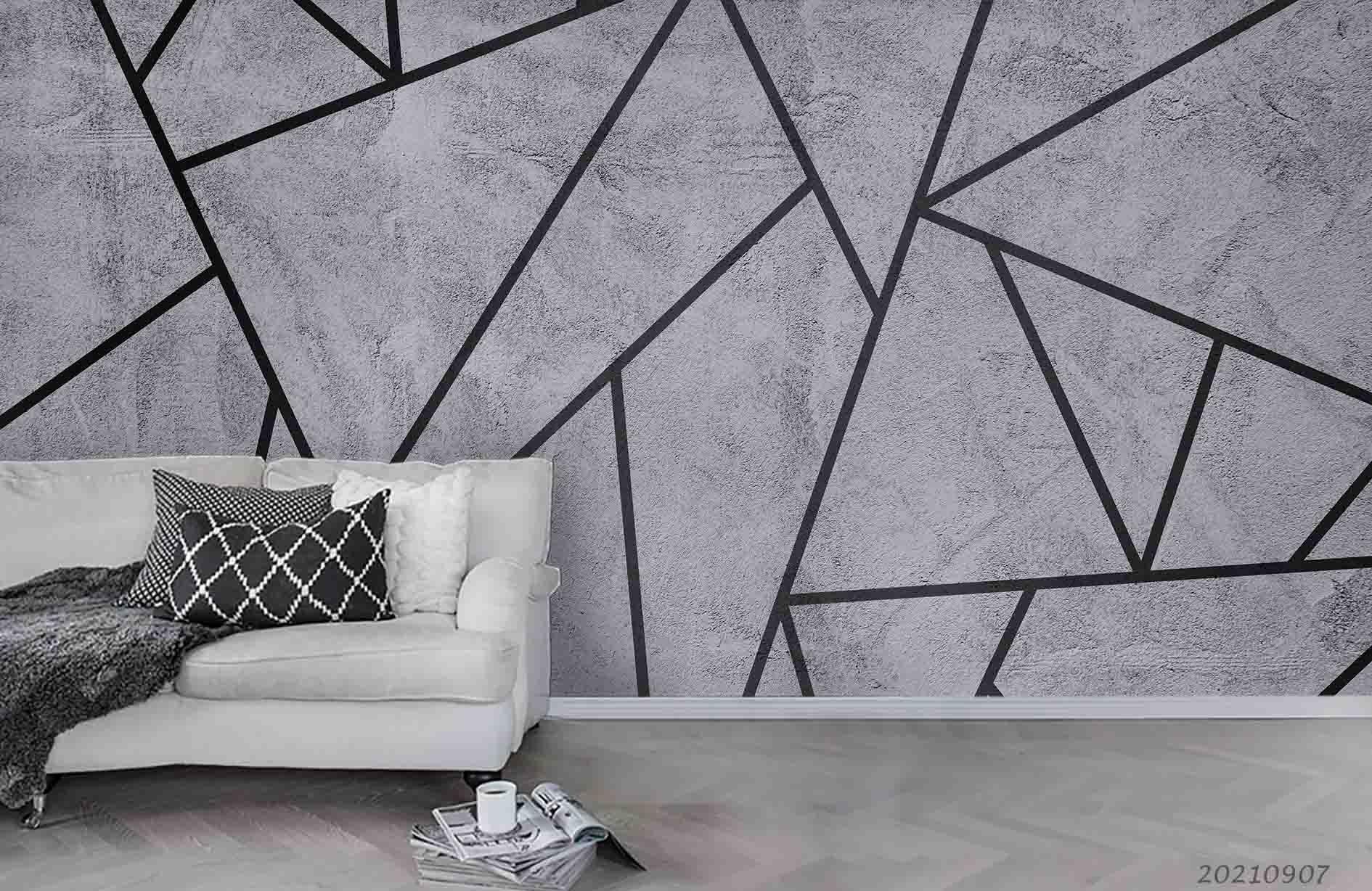 3D Abstract Grey Geometric Marble Wall Mural Wallpaper LQH 244- Jess Art Decoration