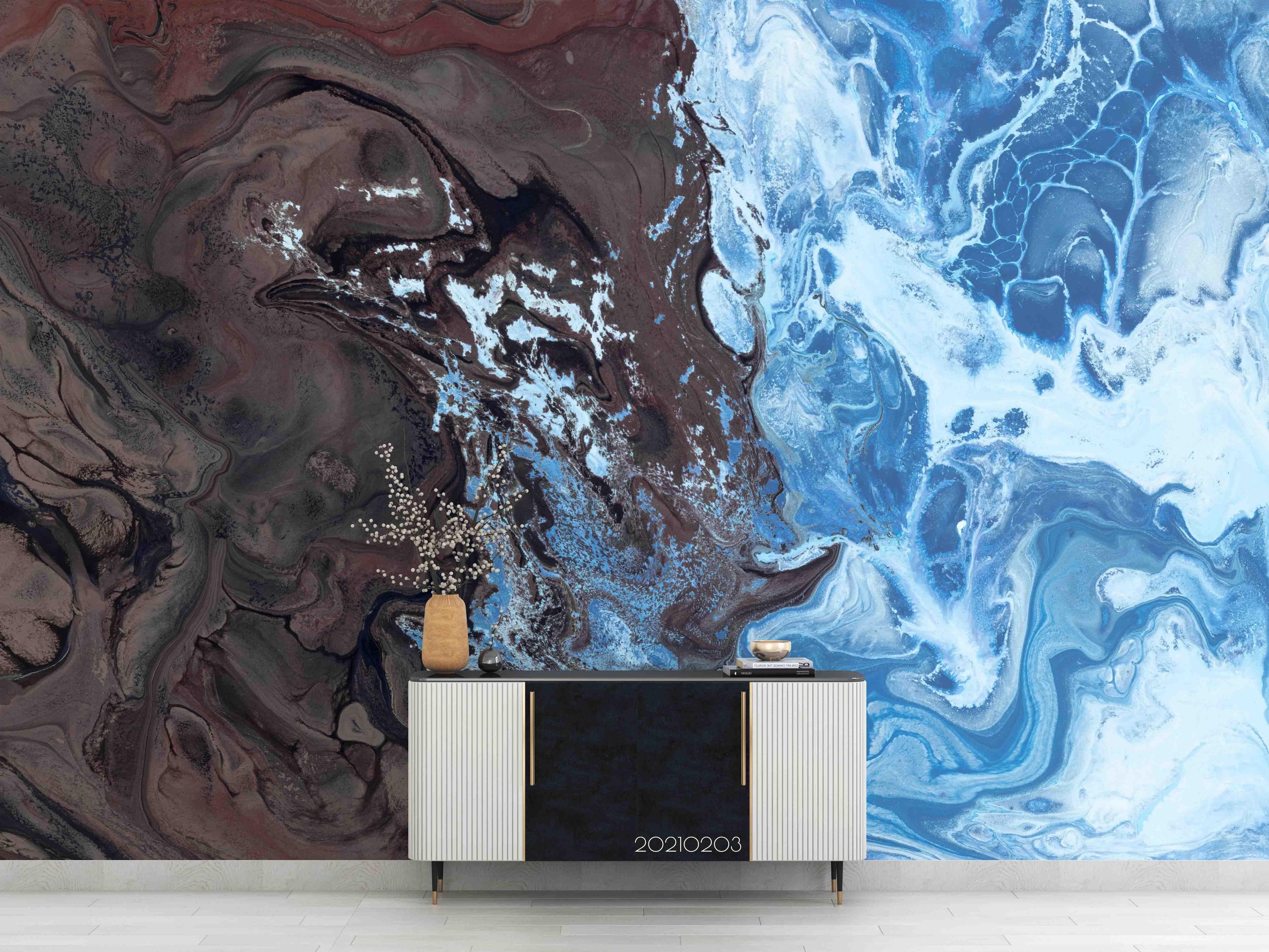 3D Abstract Blue Black Marble Texture Wall Mural Wallpaper LQH 19 ...