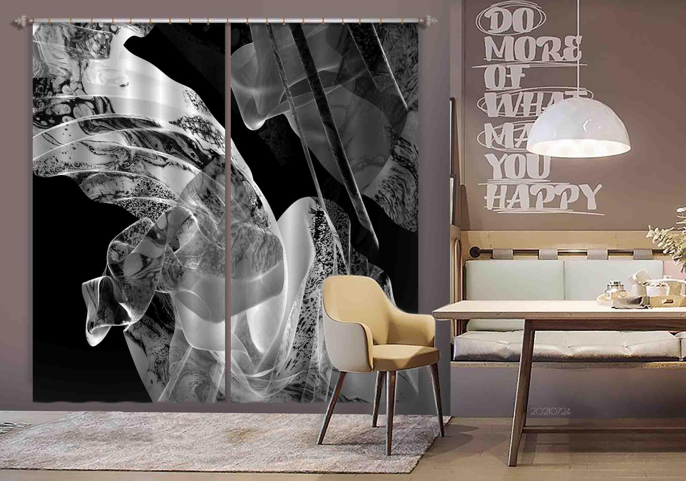 3D Abstract Black Marble Texture Curtains and Drapes LQH 12- Jess Art Decoration