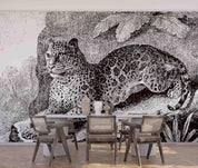 3D Sketch Leopard Rock Wall Mural Wallpaper SWW 53- Jess Art Decoration