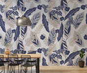 3D Abstract Vintage Blue Leaf Pattern Wall Mural Wallpaper GD 1245- Jess Art Decoration