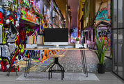 3D Colored Street Graffiti Wall Mural Wallpaper LQH 94- Jess Art Decoration
