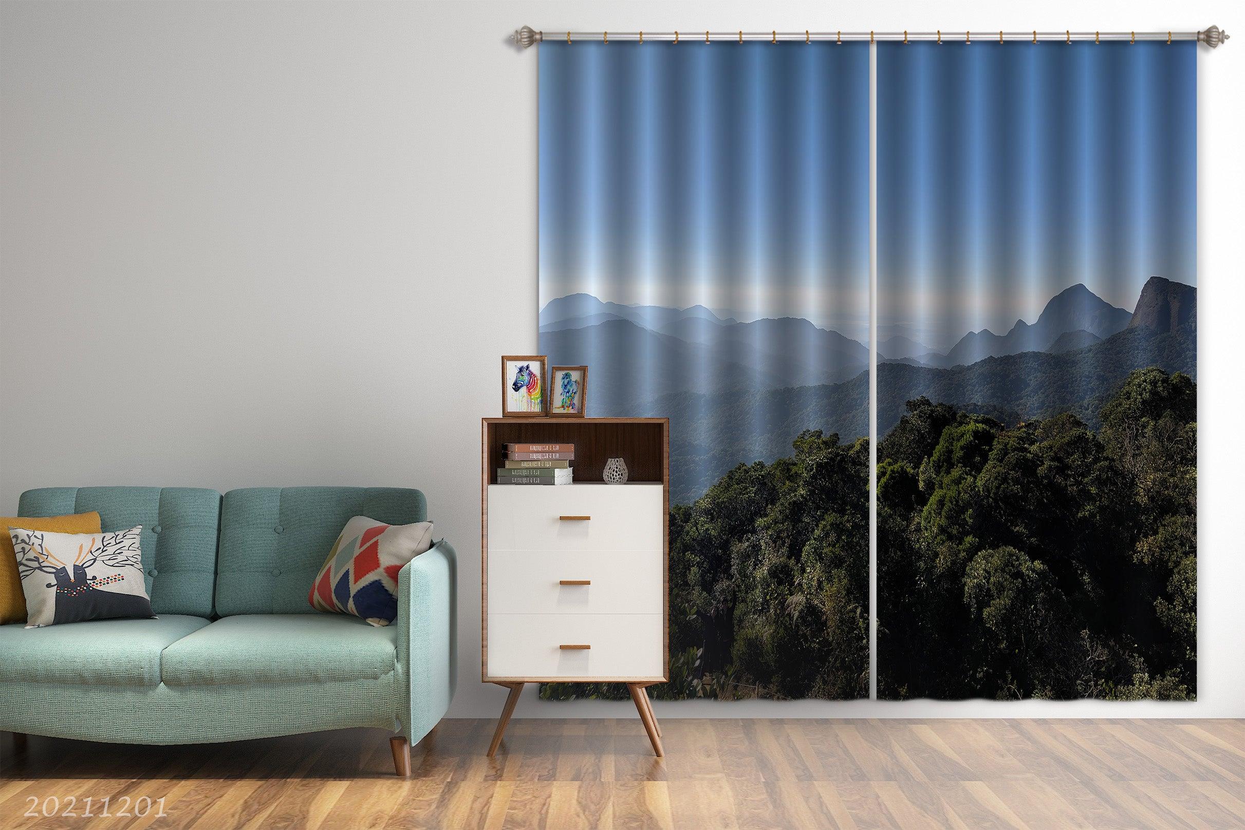 3D Landscape Nature Mountain Forest Green Curtains and Drapes LLL 9- Jess Art Decoration