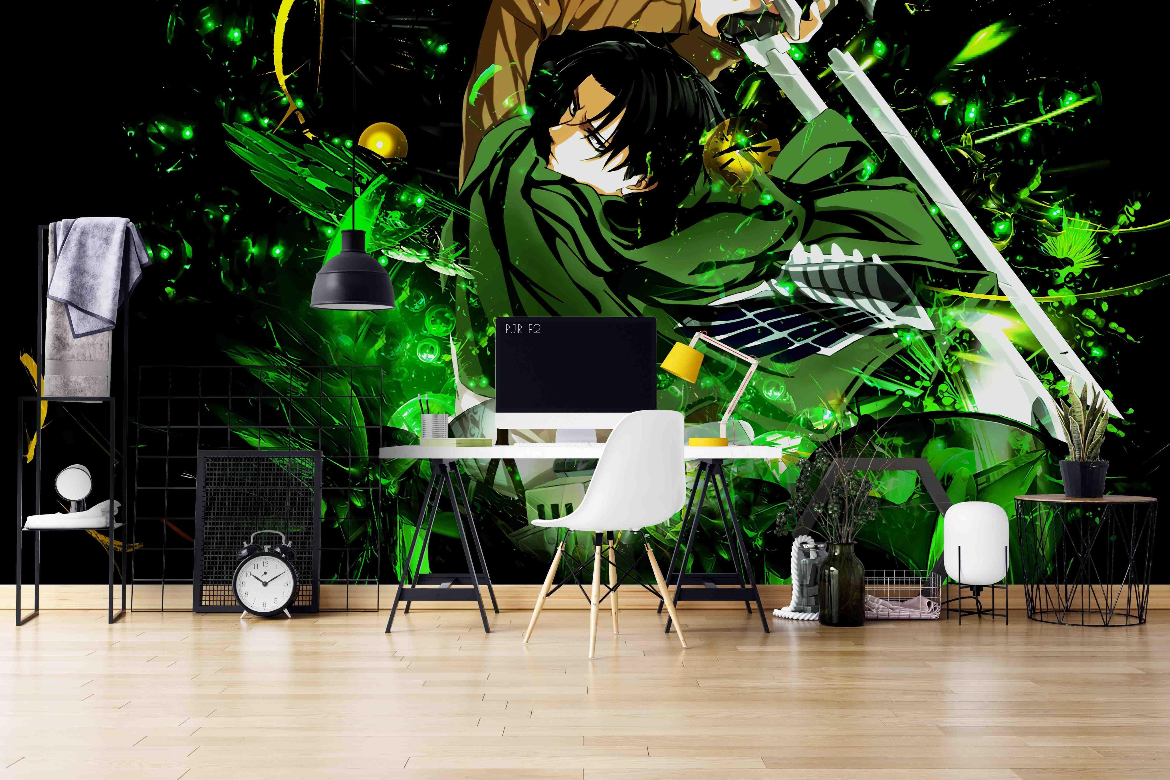 3D Double Swords Anime Boy green sword anime boy mural wall mural wallpaper for teen room - view 3
