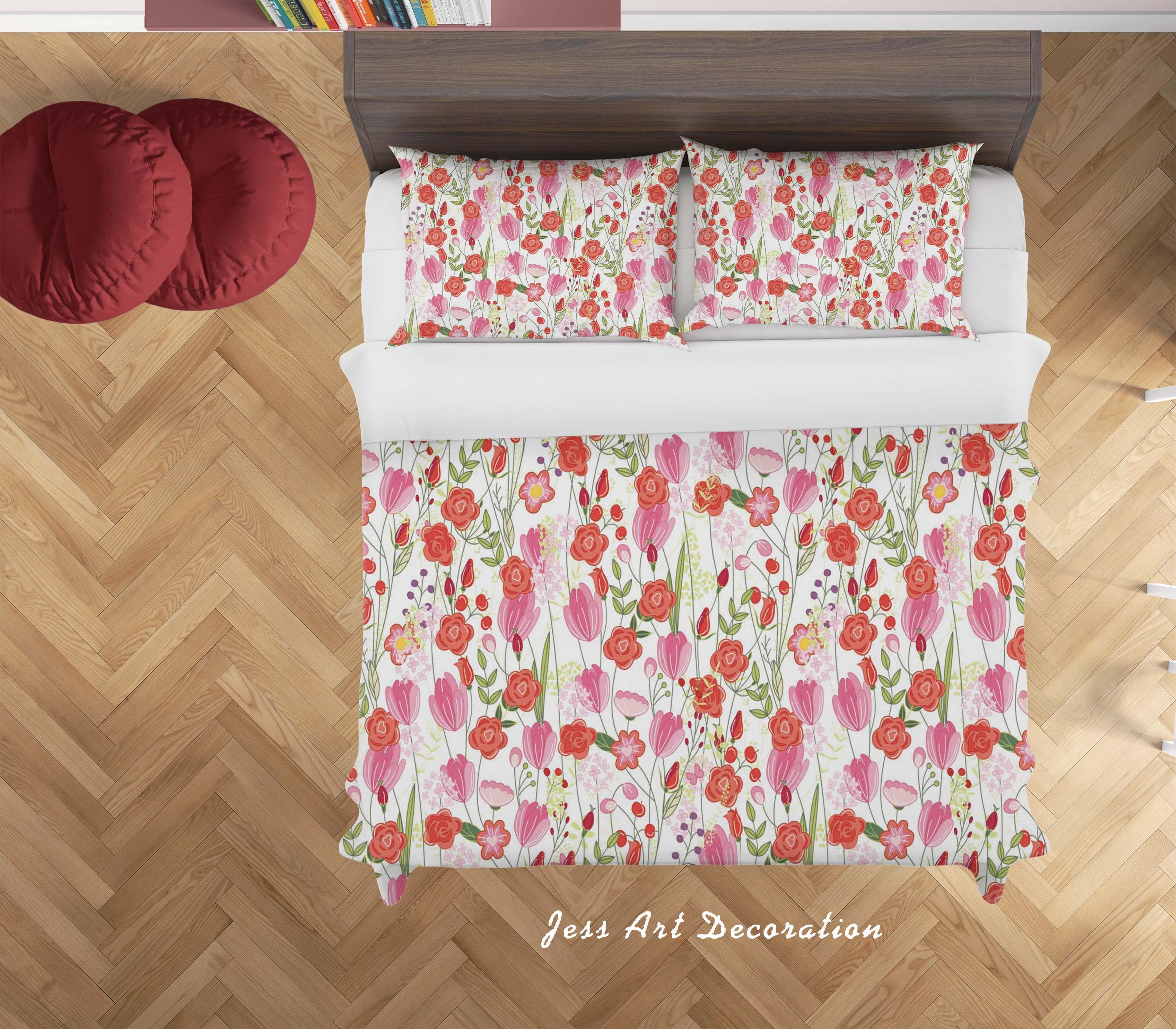 3D White Floral Quilt Cover Set Bedding Set Duvet Cover Pillowcases SF118- Jess Art Decoration