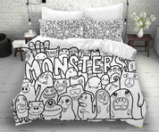 3D Abstract Ghost Doodle Quilt Cover Set Bedding Set Duvet Cover Pillowcases 68- Jess Art Decoration