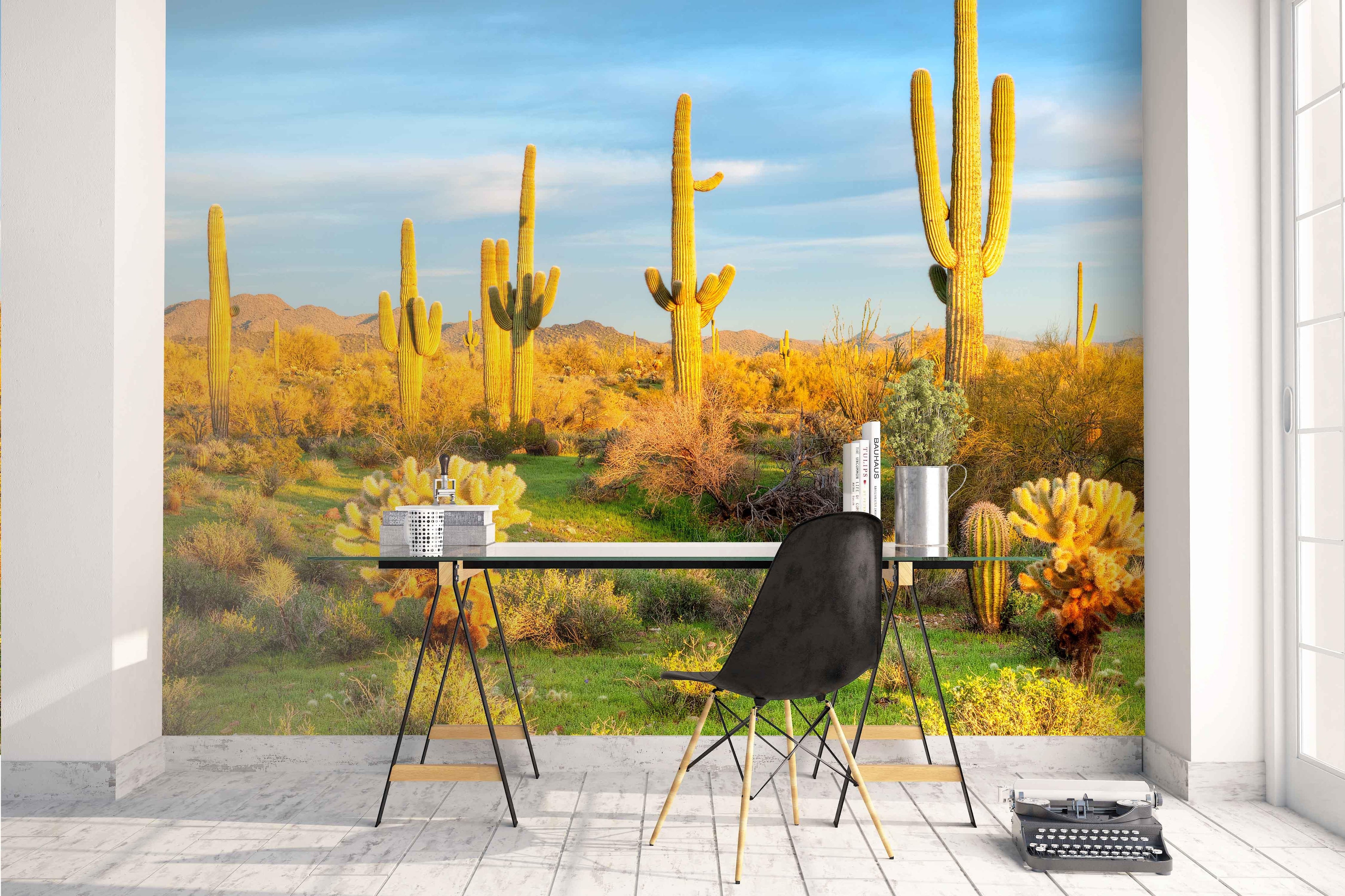 3D autumn yellow forest cactus wall mural wallpaper 63- Jess Art Decoration