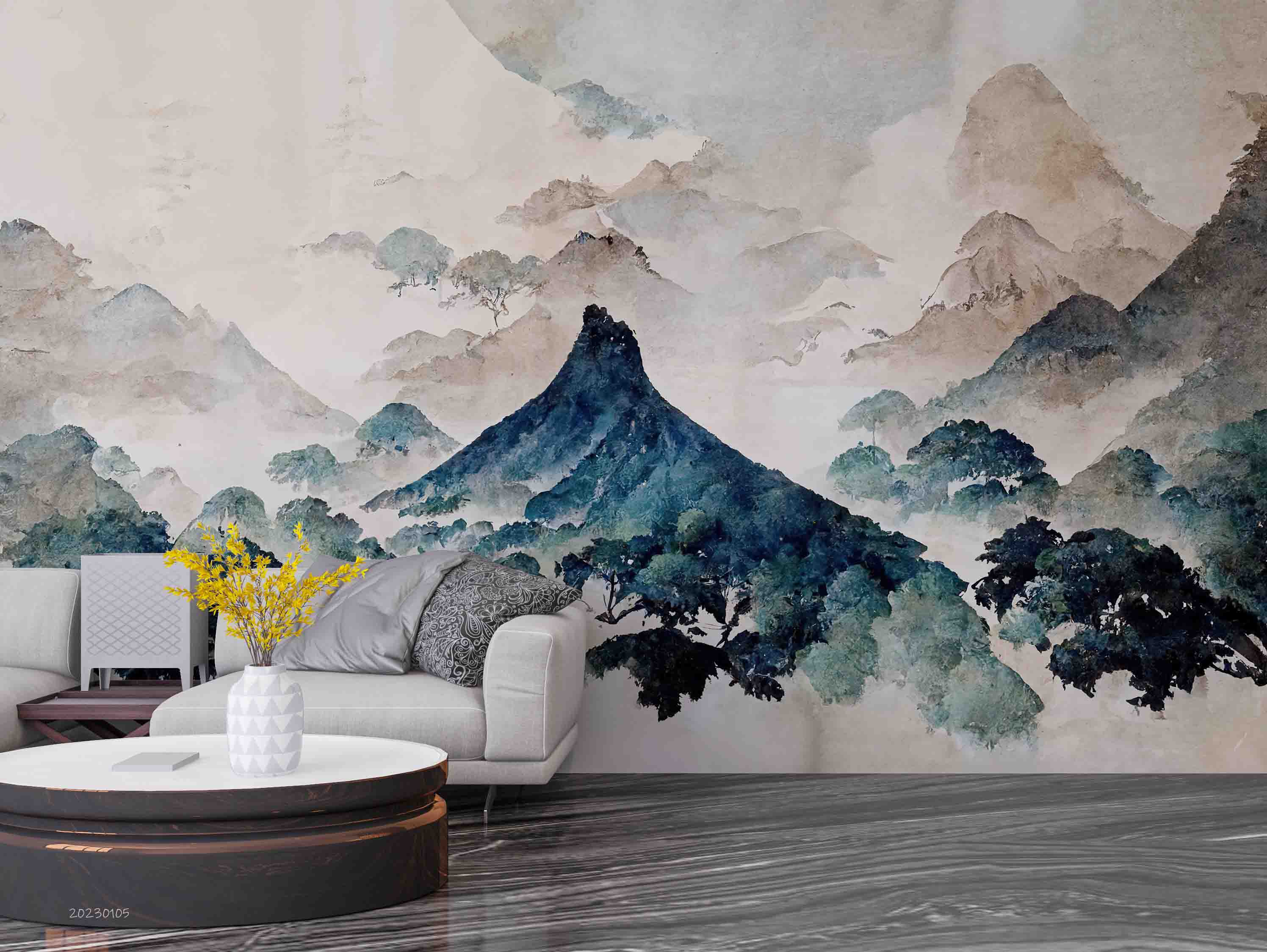 3D Watercolor Traditional Japanese Fuji Wall Mural Wallpaper GD 1833- Jess Art Decoration