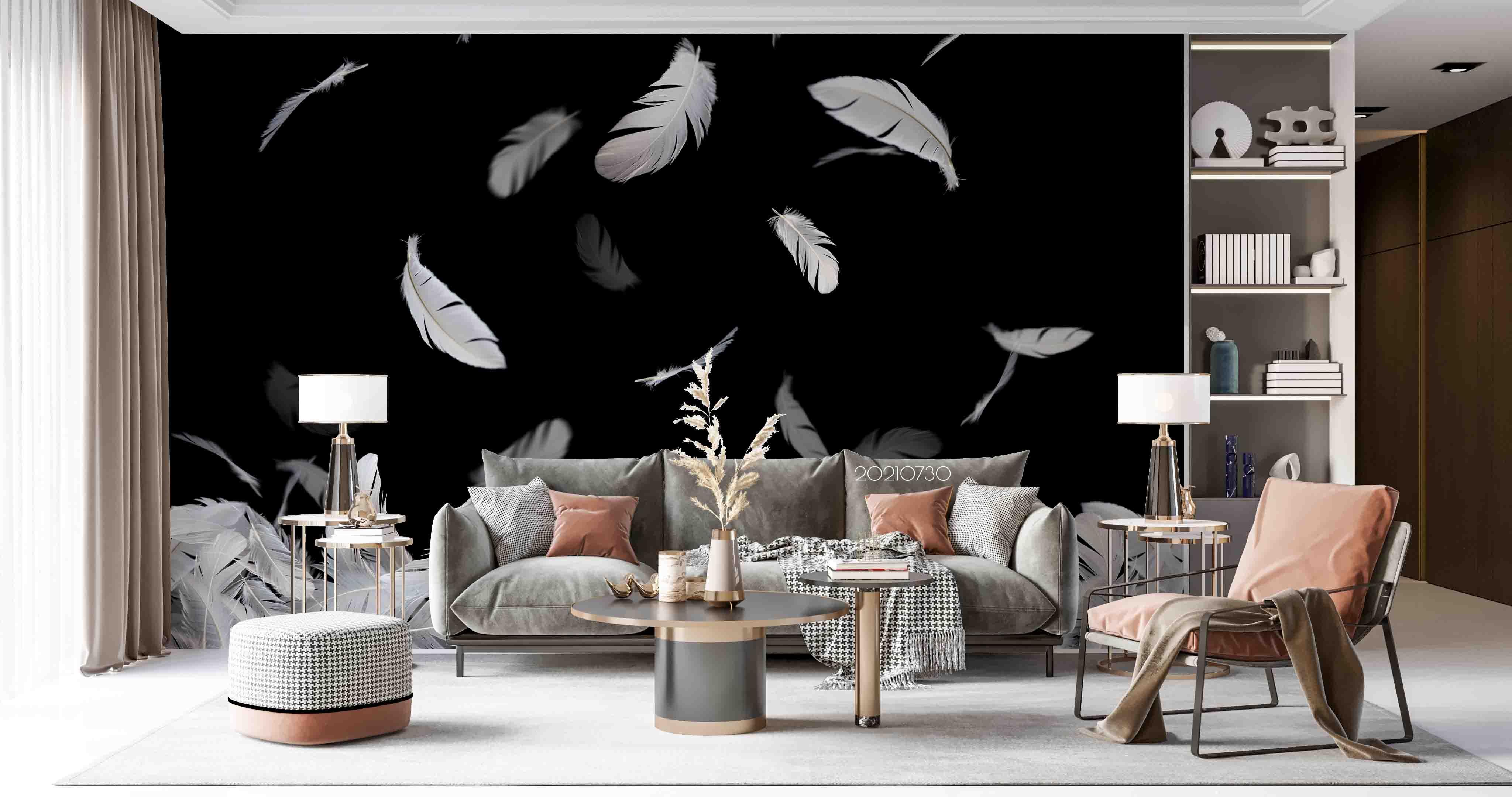 3D White Feather Floating Wall Mural Wallpaper SWW4446- Jess Art Decoration