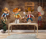 3D Cartoon Western Cowboy Wall Mural Wallpaper LQH 127- Jess Art Decoration