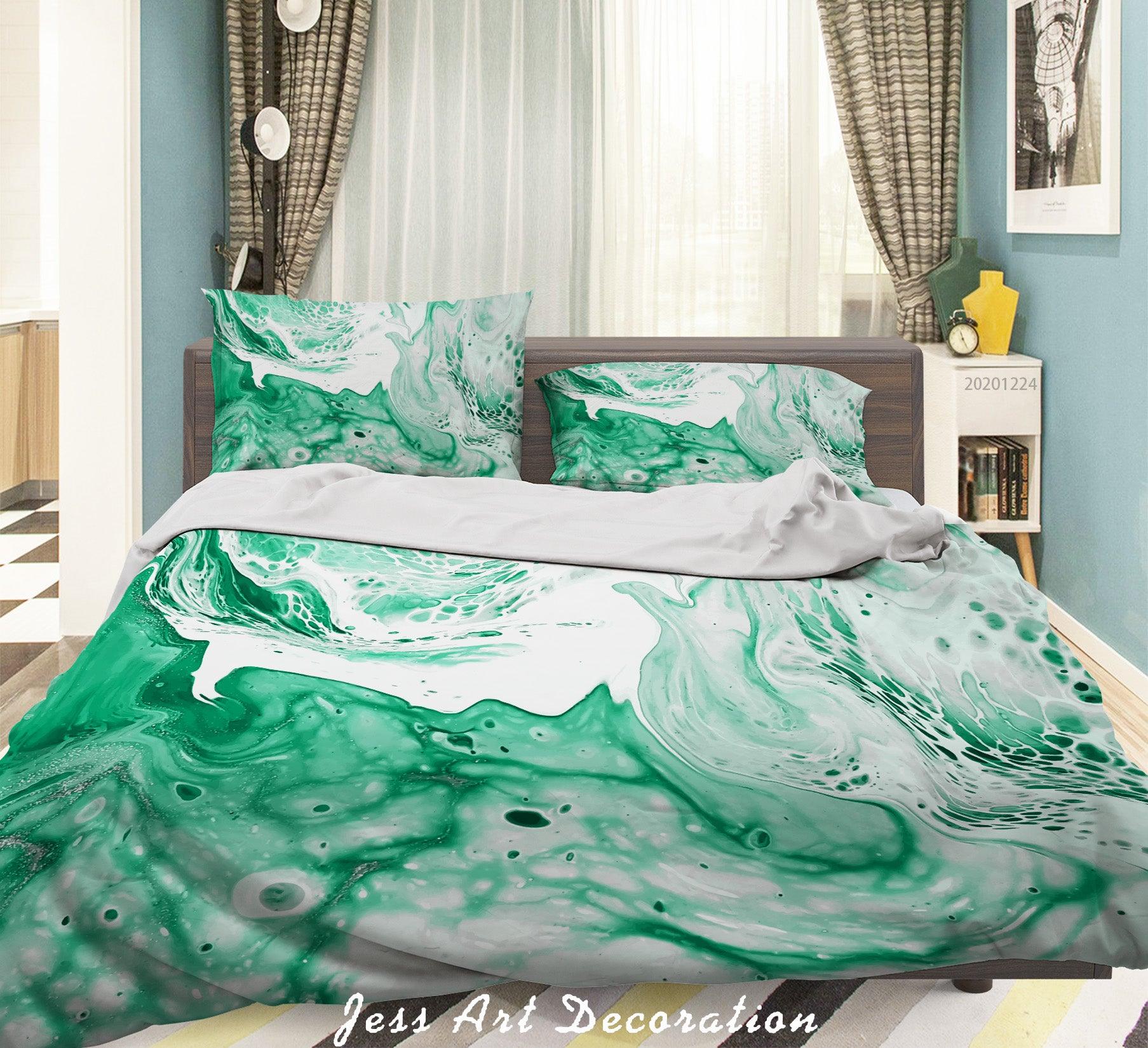 3D Watercolor Green Marble Texture Quilt Cover Set Bedding Set Duvet Cover Pillowcases 165 LQH- Jess Art Decoration