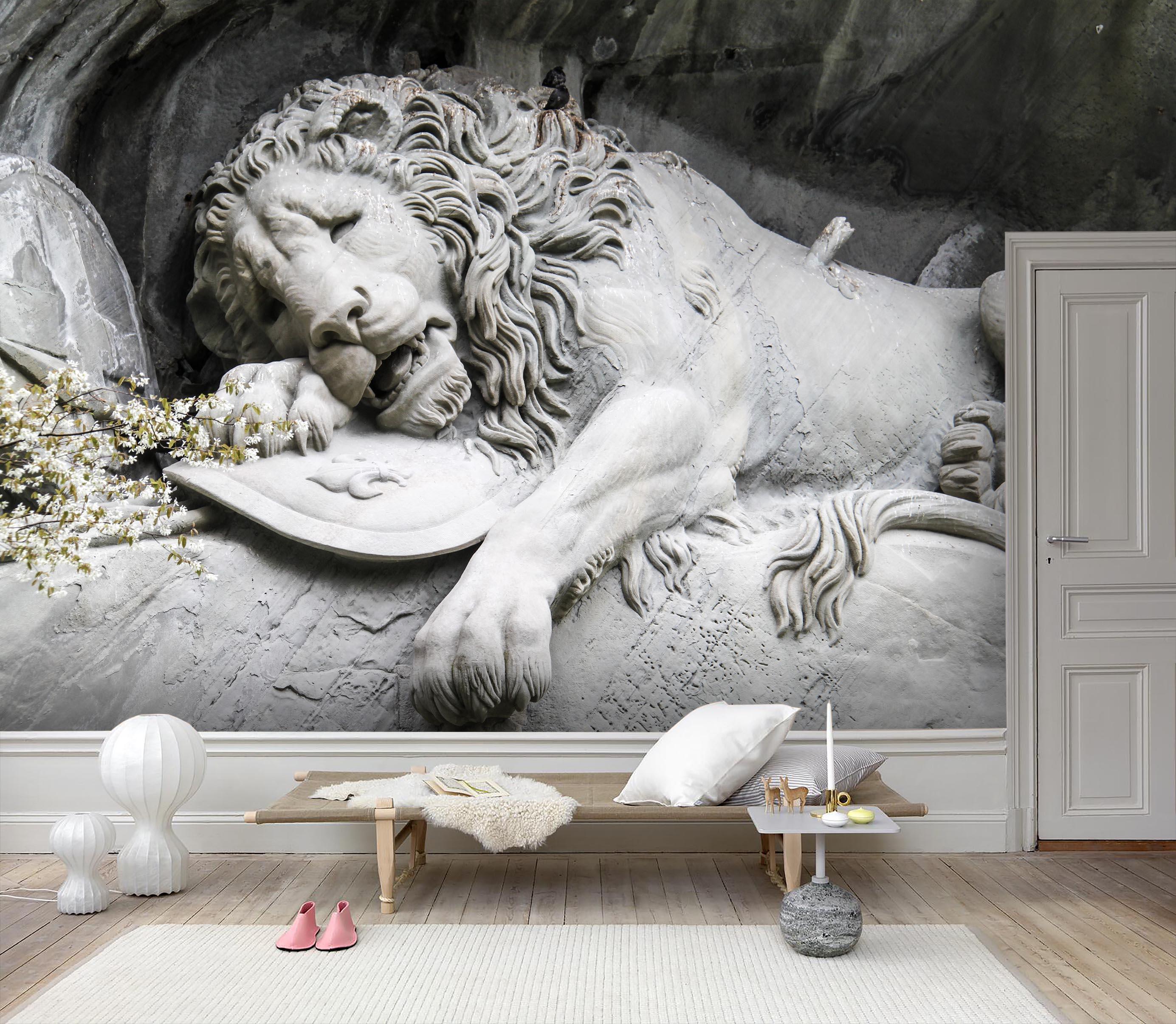 3D Sculpture Lion Wall Mural Wallpaper LQH 91- Jess Art Decoration
