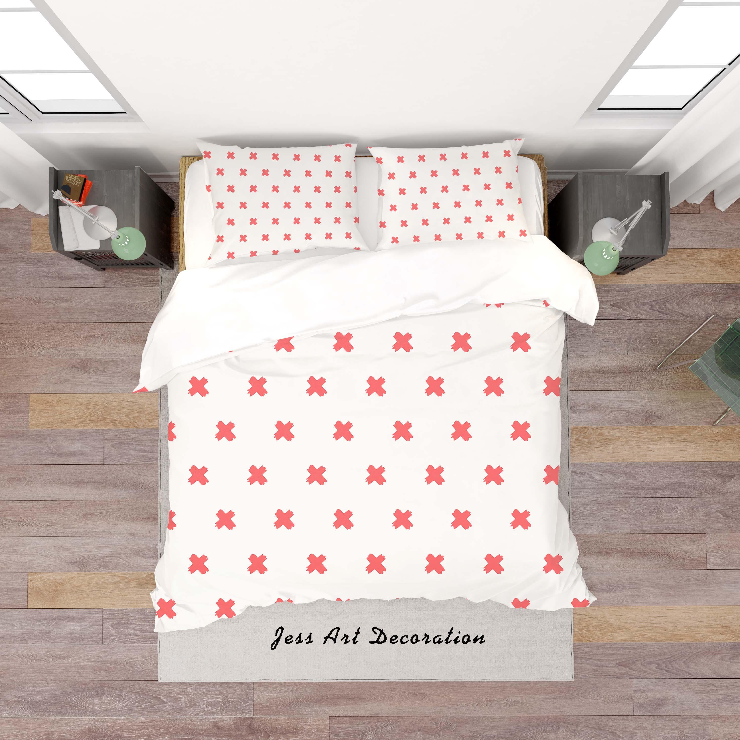3D White Red Multiplication Sign Quilt Cover Set Bedding Set Duvet Cover Pillowcases SF36- Jess Art Decoration