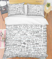 3D Cartoon Pattern Graffiti Quilt Cover Set Bedding Set Duvet Cover Pillowcases 70- Jess Art Decoration