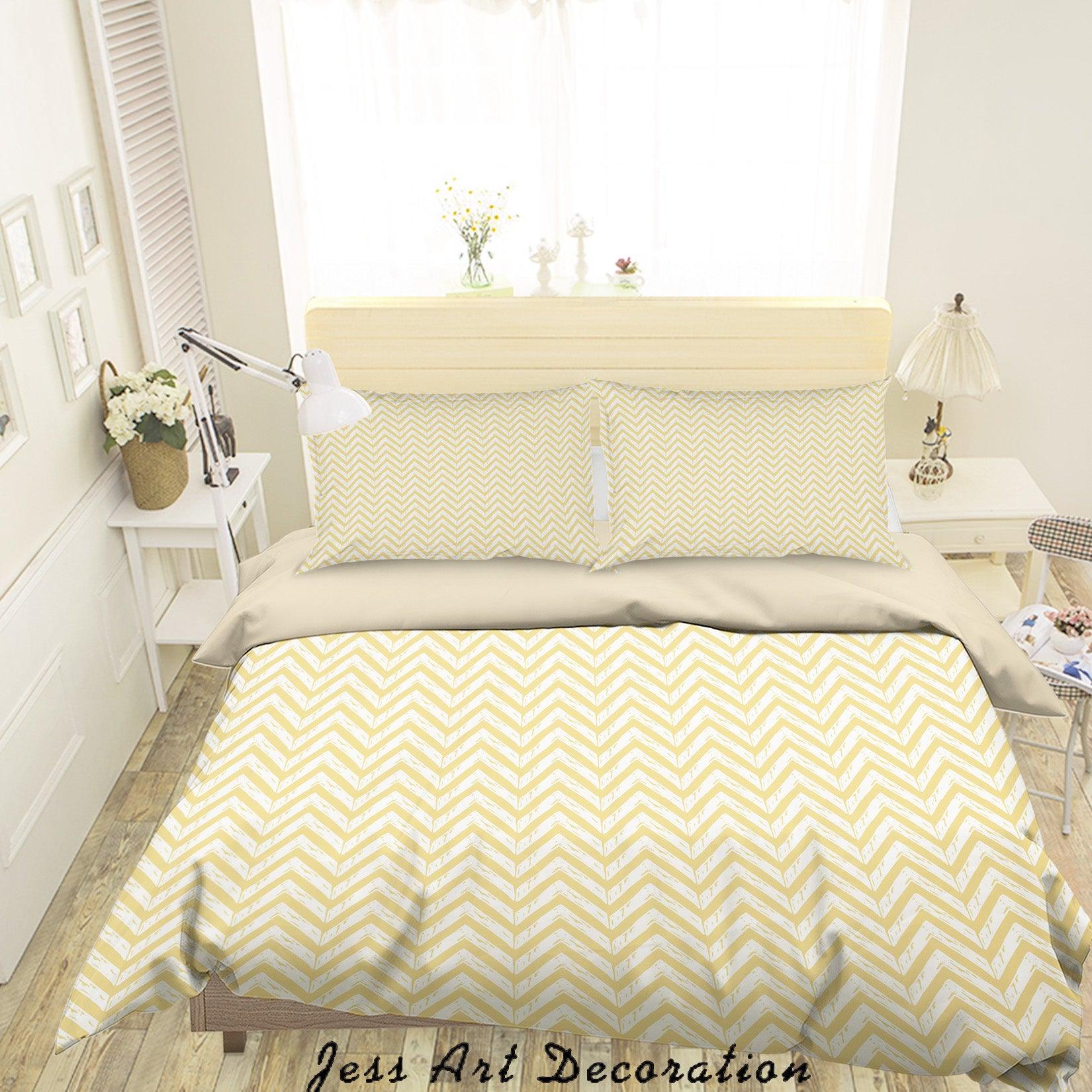 3D Yellow Wave Quilt Cover Set Bedding Set Duvet Cover Pillowcases SF03- Jess Art Decoration