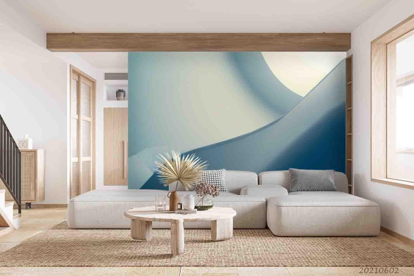 3D  Abstract Watercolor Hand-painted Bluish Hills Wall Mural Wallpaper SWW893- Jess Art Decoration