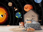 3D Cartoon Solar System cartoon solar system mural wall mural wallpaper for kids room - view 3