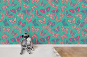 3D Butterfly Green Wall Mural Wallpaper A169 LQH- Jess Art Decoration