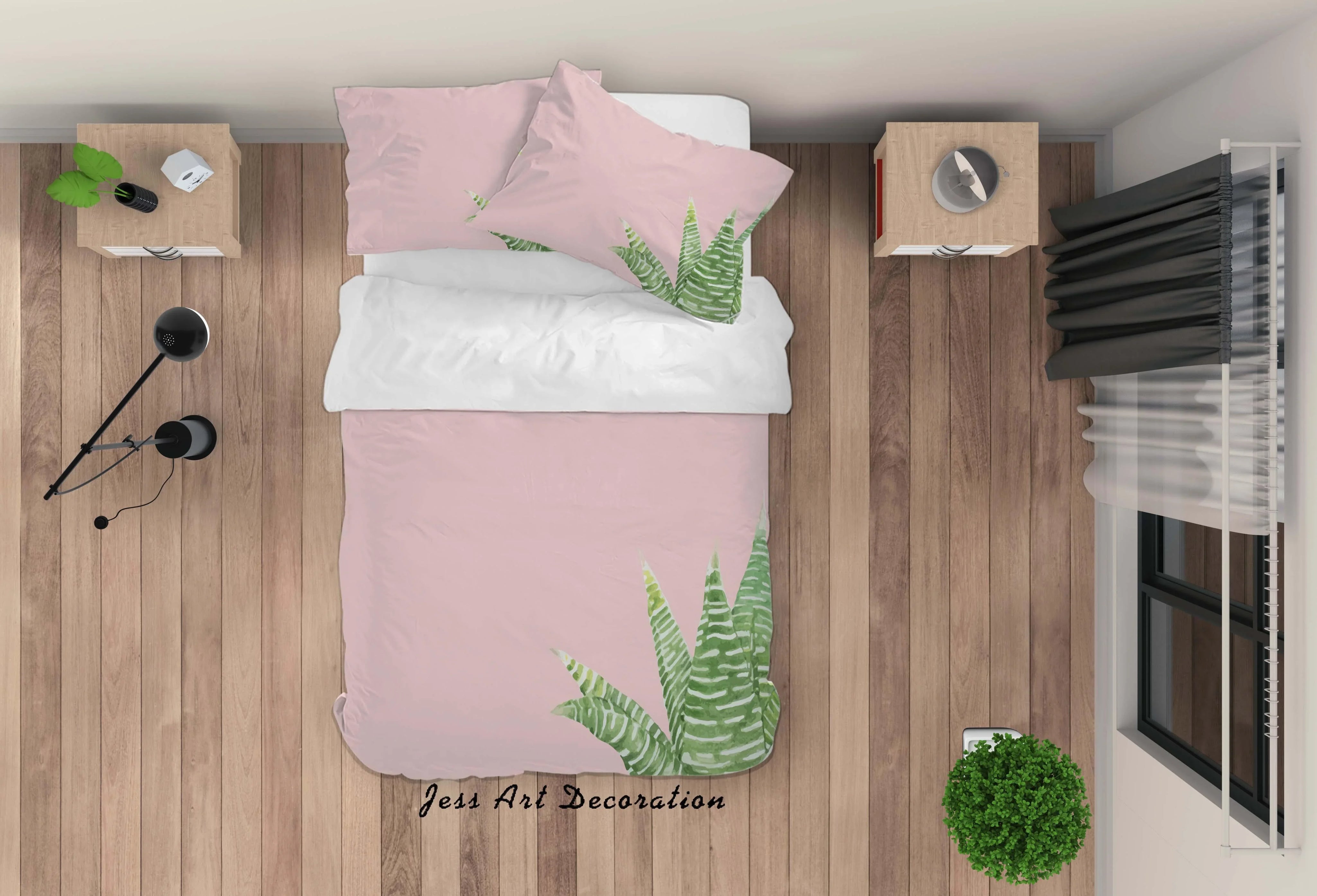 3D Pink Aloe Quilt Cover Set Bedding Set Duvet Cover Pillowcases SF55- Jess Art Decoration