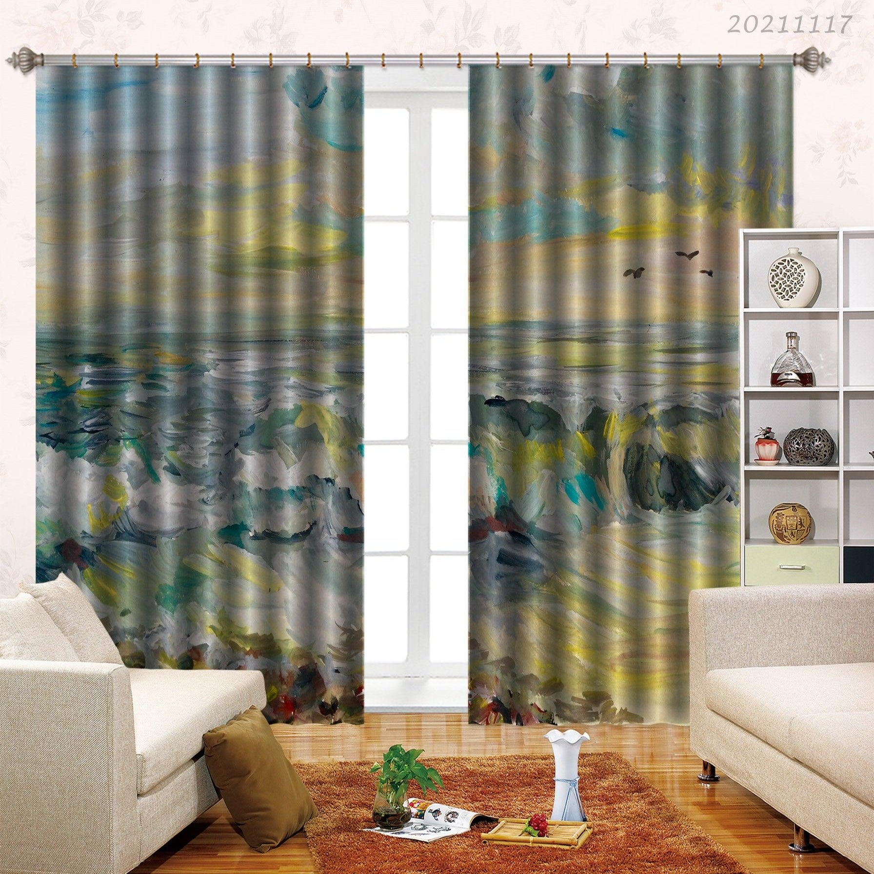 3D Landscape Oil Painting Curtains and Drapes LQH 13- Jess Art Decoration