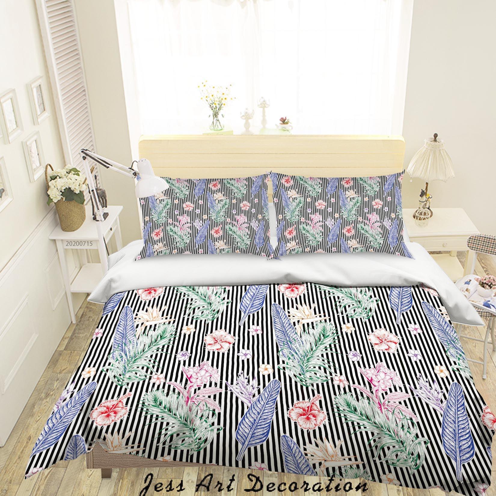 3D Colourful Plant Leaves Floral Pattern Quilt Cover Set Bedding Set Duvet Cover Pillowcases WJ 3868- Jess Art Decoration