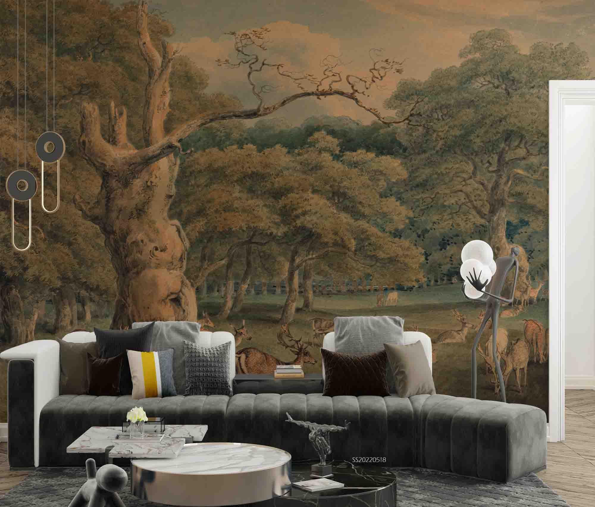 3D Oil Painting Forest Wall Mural Wallpaper SWW 48- Jess Art Decoration