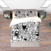 3D Abstract Grey Cat Graffiti Quilt Cover Set Bedding Set Duvet Cover Pillowcases 37- Jess Art Decoration