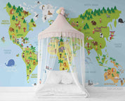 3D Blue World Map Wall Mural Wallpaper LQH 51- Jess Art Decoration