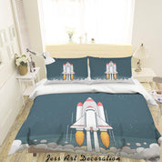 3D Planet Rocket Astronaut Spaceship Quilt Cover Set Bedding Set Duvet Cover Pillowcases WJ 9356- Jess Art Decoration