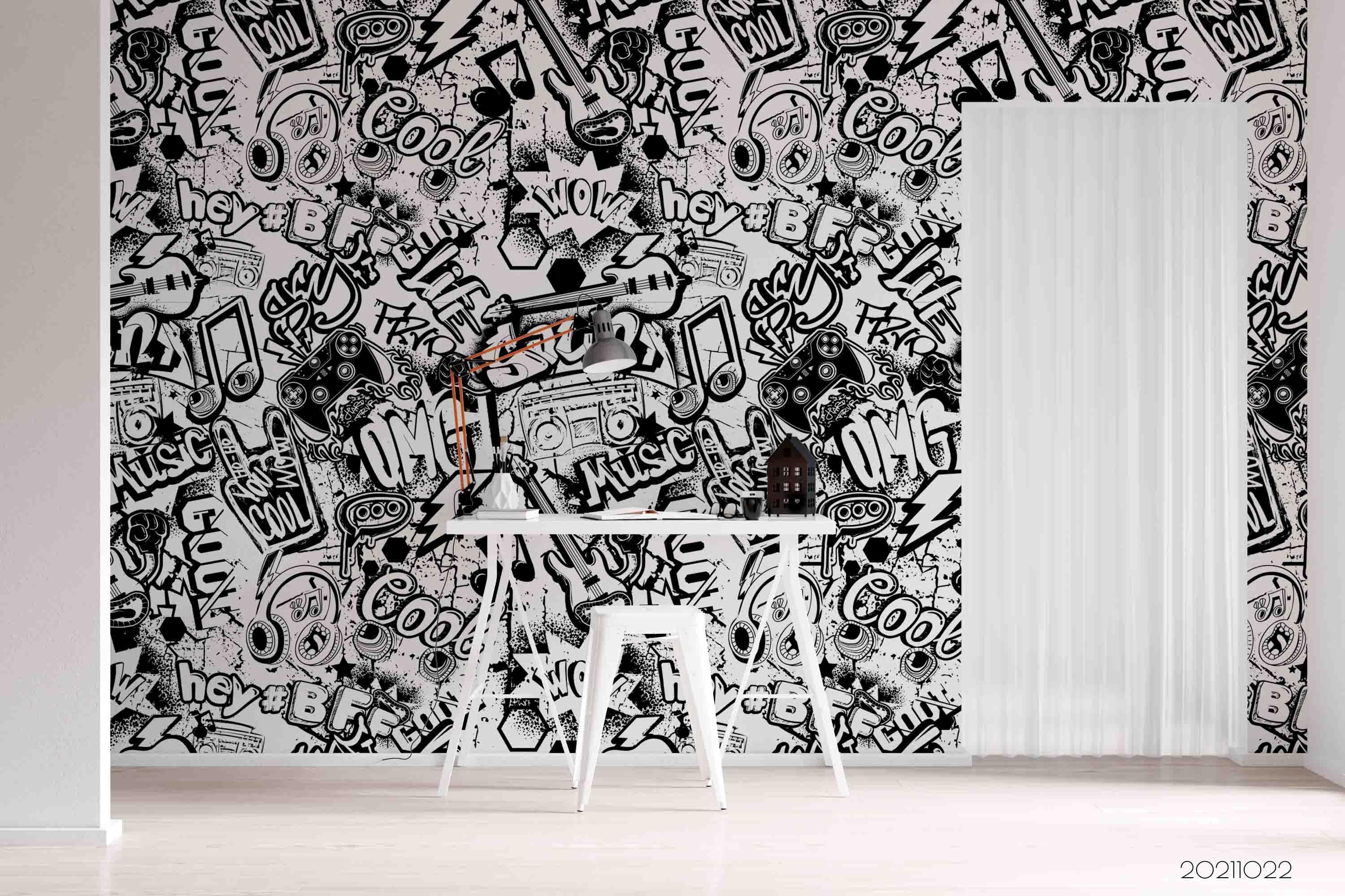 3D Cartoon Illustration Graffiti Wall Mural Wallpaper LQH 161- Jess Art Decoration
